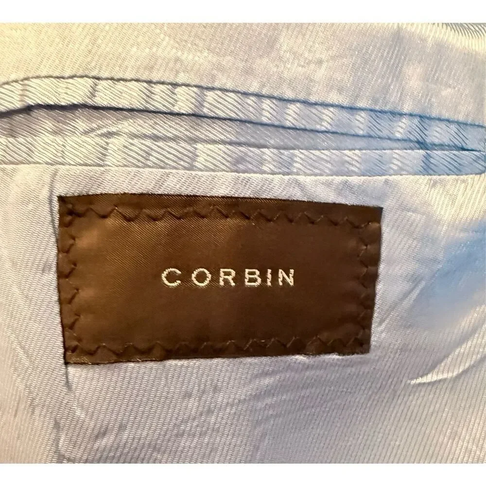 Corbin Men’s Sport Coat Blazer Blue White Seersucker - Picture 10 of 11